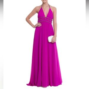 Badgley Mischka Halter Evening Gown